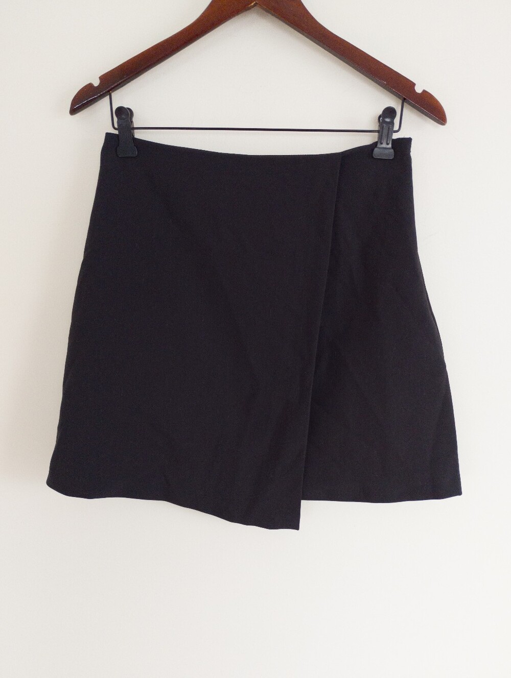 Jason Wu Black Asymmetric Faux Wrap Skirt Size Small Side Zip Workplace